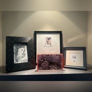 Black Picture Frame with Green Accent Dots -